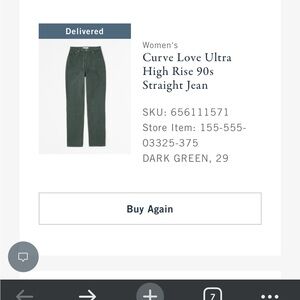 olive green abercrombie 90s straight leg 29R curve love